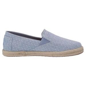 TOMS Alpargata Womens 11 Light Blue Polka Dot Chambray Espadrille Slip On Flats